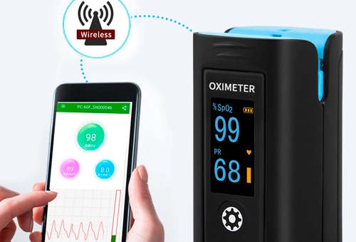 LEPU PC-60FW monitor di ossigeno nel sangue Bluetooth ad alta precisione SpO2 pulsossimetro da dito con risultato di analisi dell'app