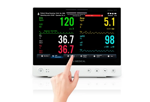 Lepu Medical AiView V12 Segni vitali portatili all-in-one Monitorare l'analisi dell'intelligenza artificiale Diagnosi monitor paziente multiparametrico con touch screen per ospedale ICU Clinical Home