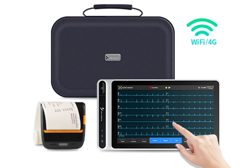 Lepu Medical Grade 12 conduce Smart Portable ECG Monitor S120 con Stampante Bluetooth Analisi AI Diagnosi Tablet Touch Screen